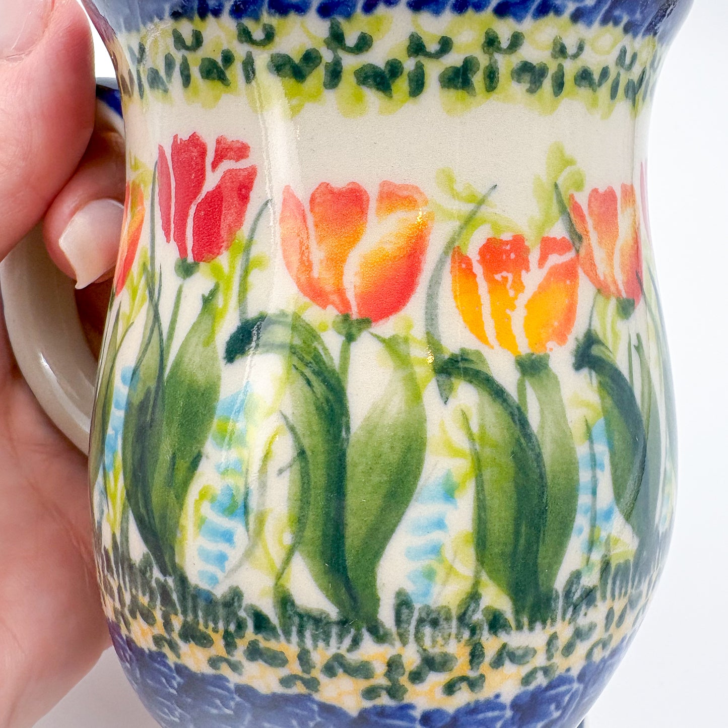 Tulip Mug 10oz. Handcrafted Polish pottery stoneware:  UNIKAT Wild Tulips