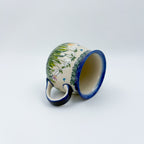 8 oz Bubble Mug. Handcrafted Polish pottery stoneware:  UNIKAT Snowdrop Garden
