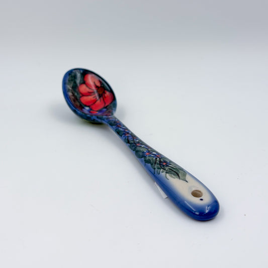 Spoon Lg 8”.  Handmade Polish pottery. UNIKAT Wildflower Red Design