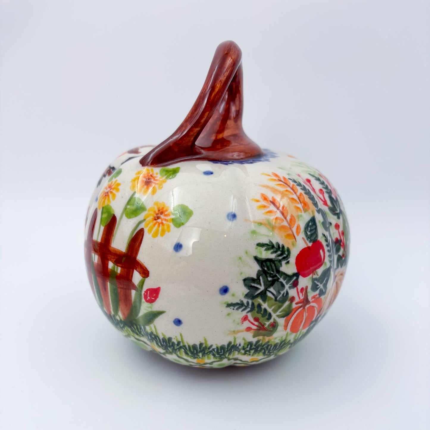 Pumpkin Small 5.3".  Hand crafted Polish pottery stoneware: UNIKAT Scarecrow and Pumpkins