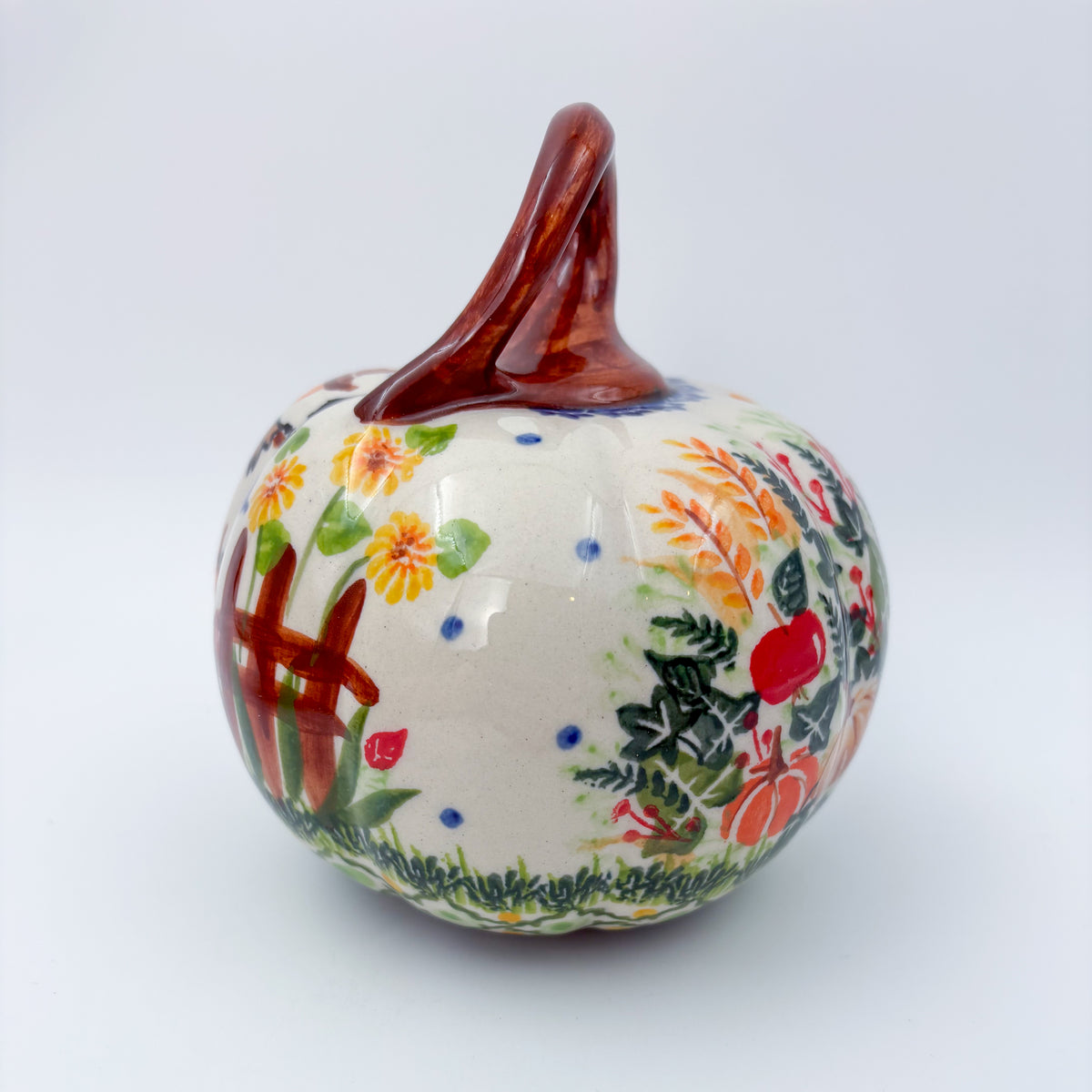 Pumpkin Small 5.3".  Hand crafted Polish pottery stoneware: UNIKAT Scarecrow and Pumpkins