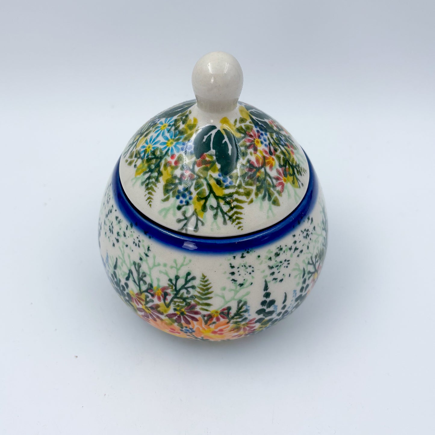 6oz. Sugar Bowl.  UNIKAT Wild Fern Bouquet Design