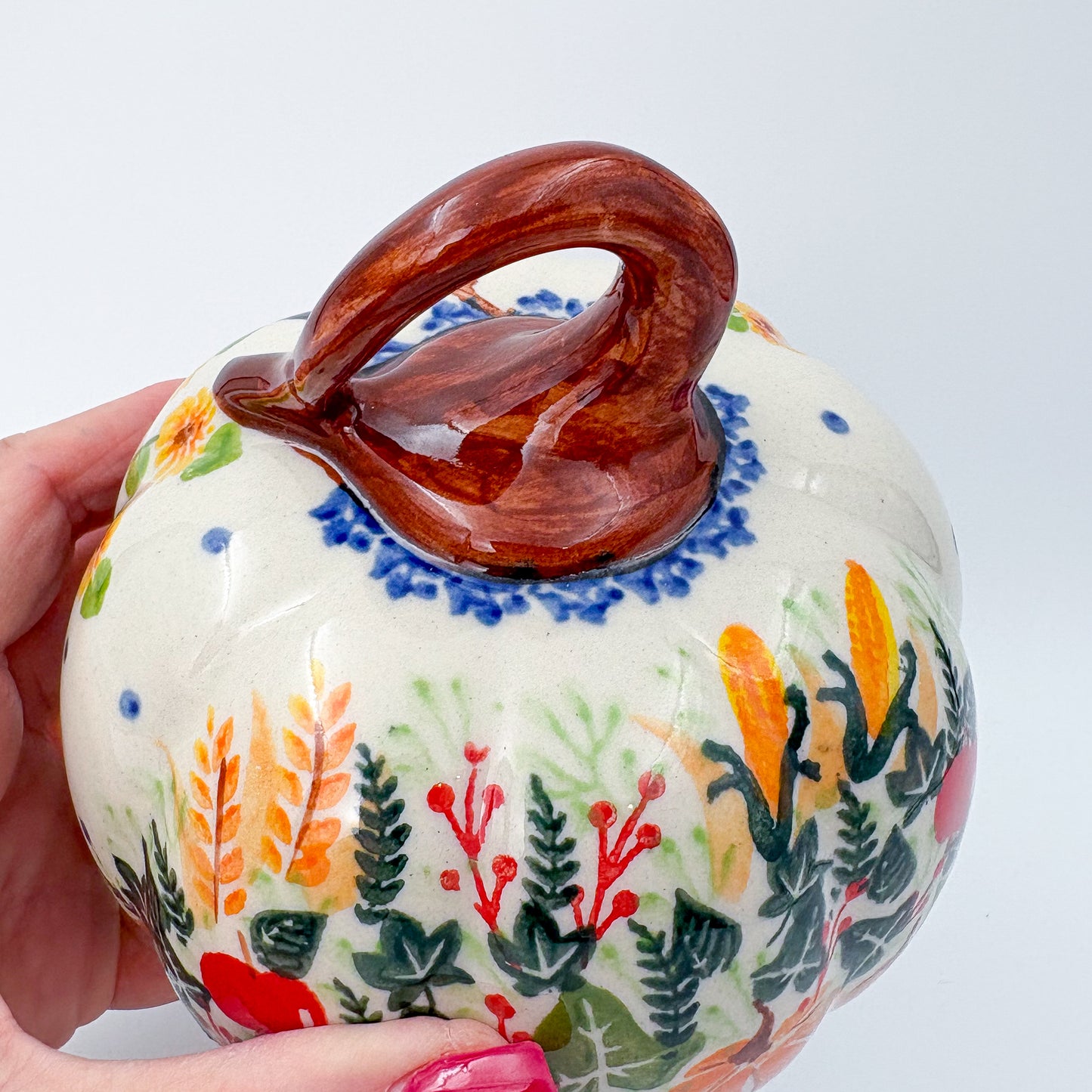 Pumpkin Small 5.3".  Hand crafted Polish pottery stoneware: UNIKAT Scarecrow and Pumpkins