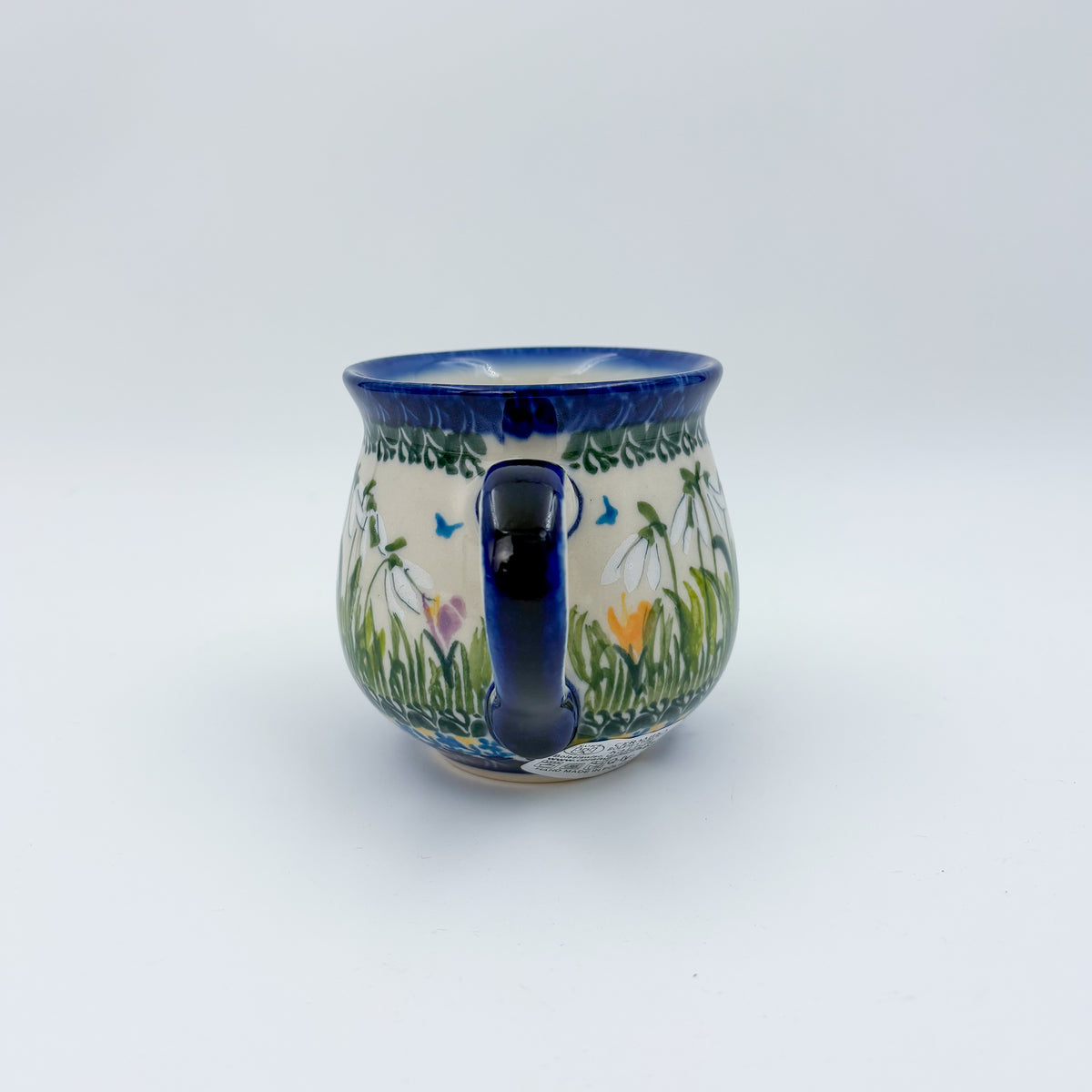 8 oz Bubble Mug. Handcrafted Polish pottery stoneware:  UNIKAT Snowdrop Garden