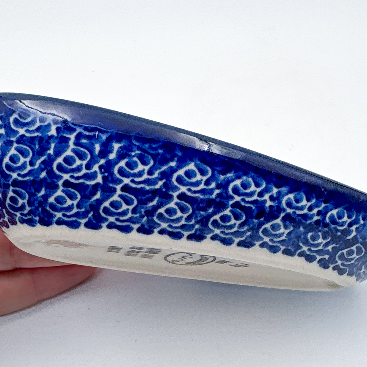 Spoon Rest 5”. Handmade Polish pottery.  UNIKAT Floral Fantasy