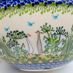 8”  Bowl.  Hand crafted Polish pottery stoneware: UNIKAT Ducks on the Run