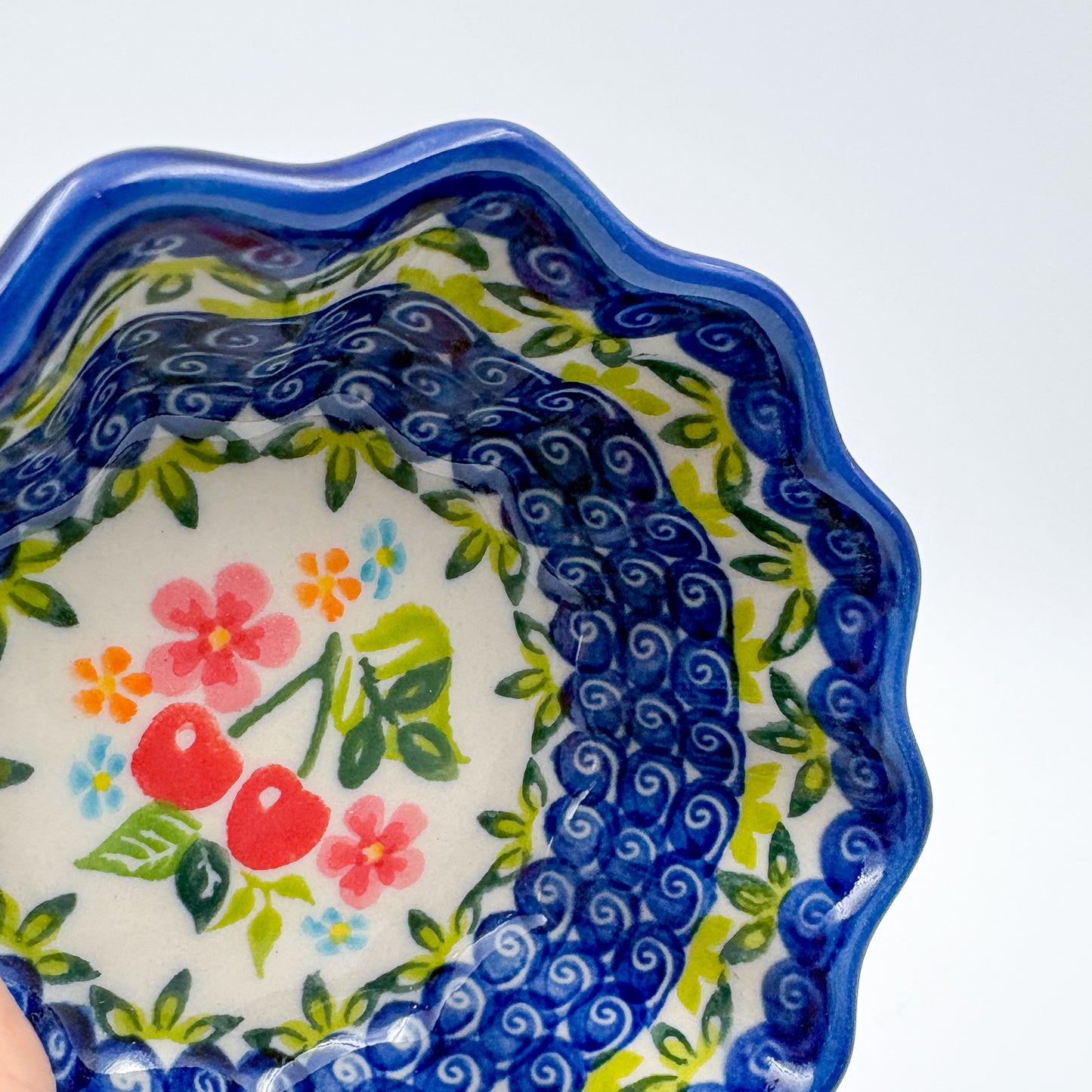 4” Small Babka Bowl.  Hand crafted Polish pottery stoneware:  Cherry Blossom