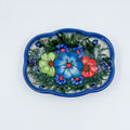 5" Soap Dish.  Handmade Polish pottery.  UNIKAT Forget Me Not Design - Style 1