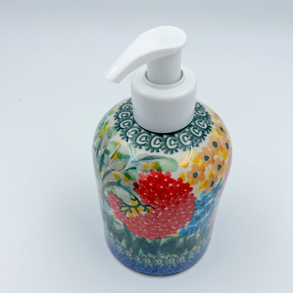 Soap Dispenser 5”.  Handmade Polish pottery.  UNIKAT Garden Delight
