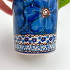 Soap Dispenser 5”.  Handmade Polish pottery.  UNIKAT Cobalt Poppies Design