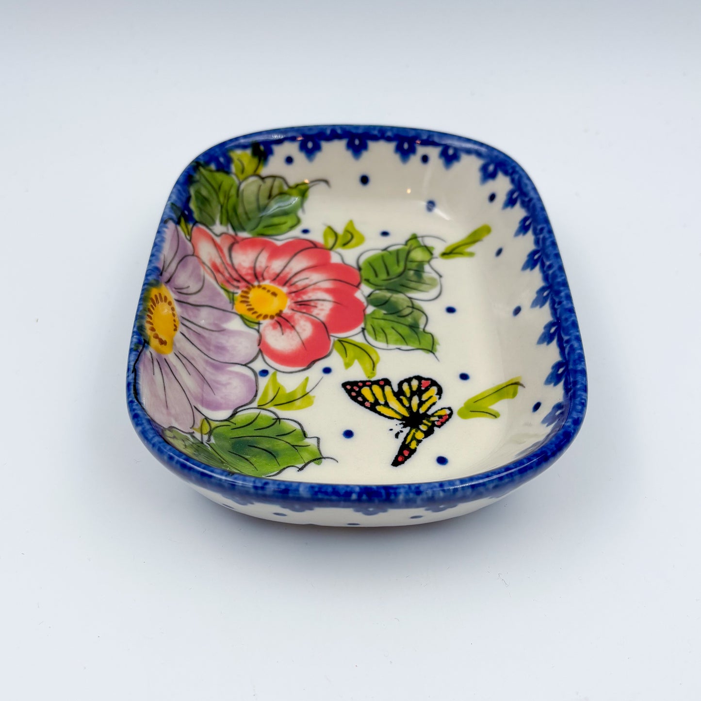 5" Soap Dish.  Handmade Polish pottery.  UIKAT Monarch Design