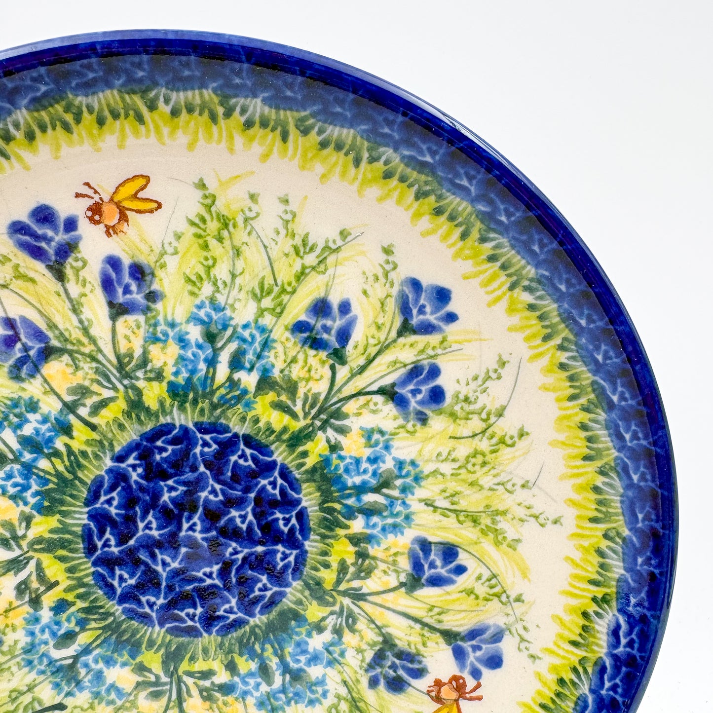 7.5” Plate.  Hand crafted Polish pottery stoneware: UNIKAT Bluebell Meadow