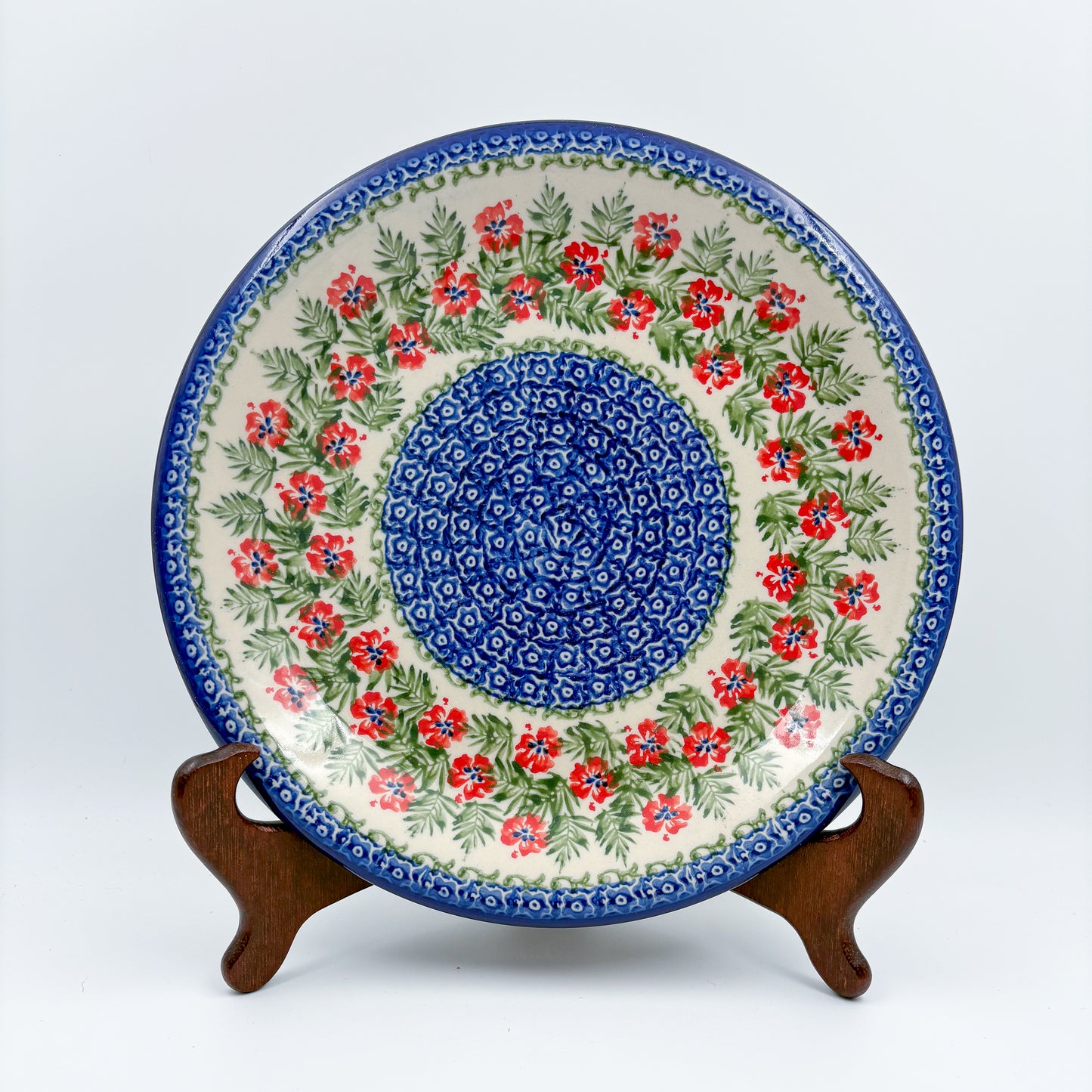 10.28” Plate.  Hand crafted Polish pottery stoneware: Midsummer Bloom Design