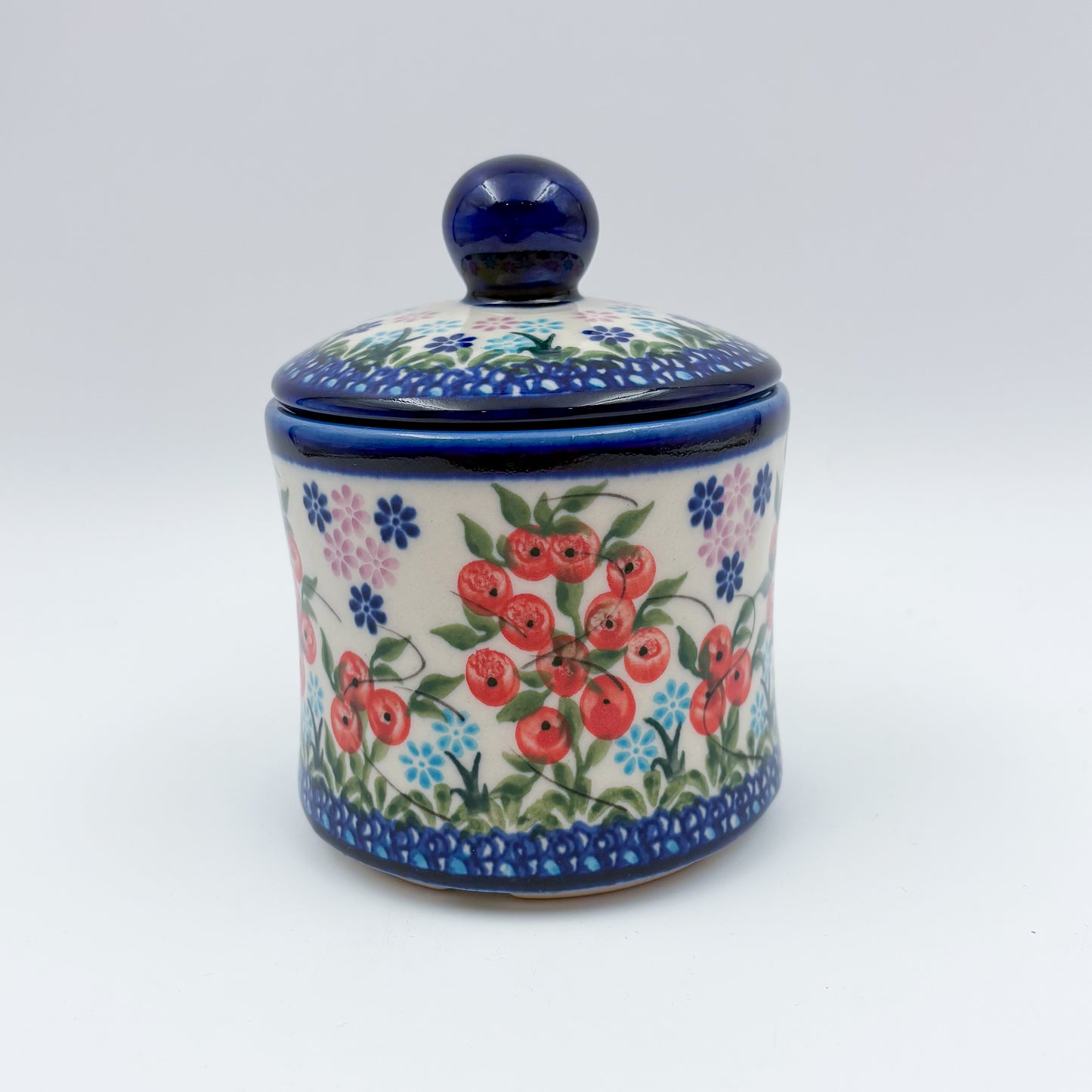 Sugar Jar.  UNIKAT Red Berry Pattern