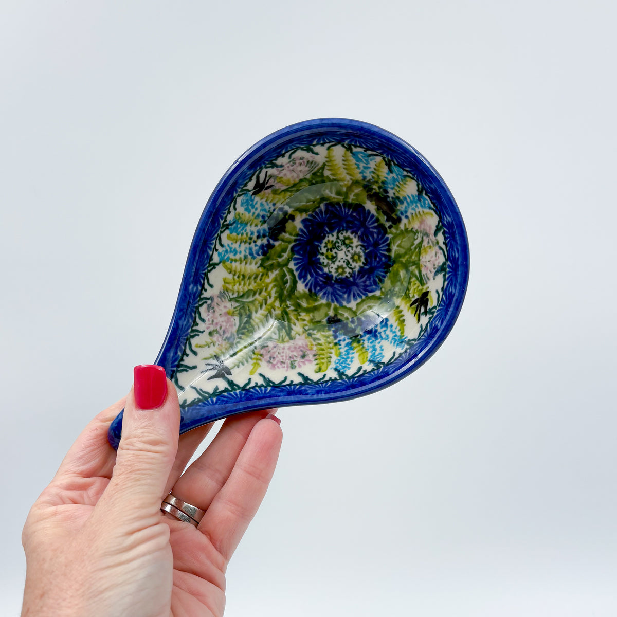 Spoon Stand.  Handmade Polish pottery.  UNIKAT Danda Bird