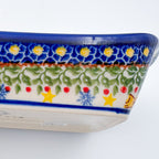 9" Boat Dish .  Hand painted Polish pottery stoneware.  UNIKAT Candyland