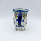 Tulip Mug 10oz. Handcrafted Polish pottery stoneware:  UNIKAT Snowflakes and Holly