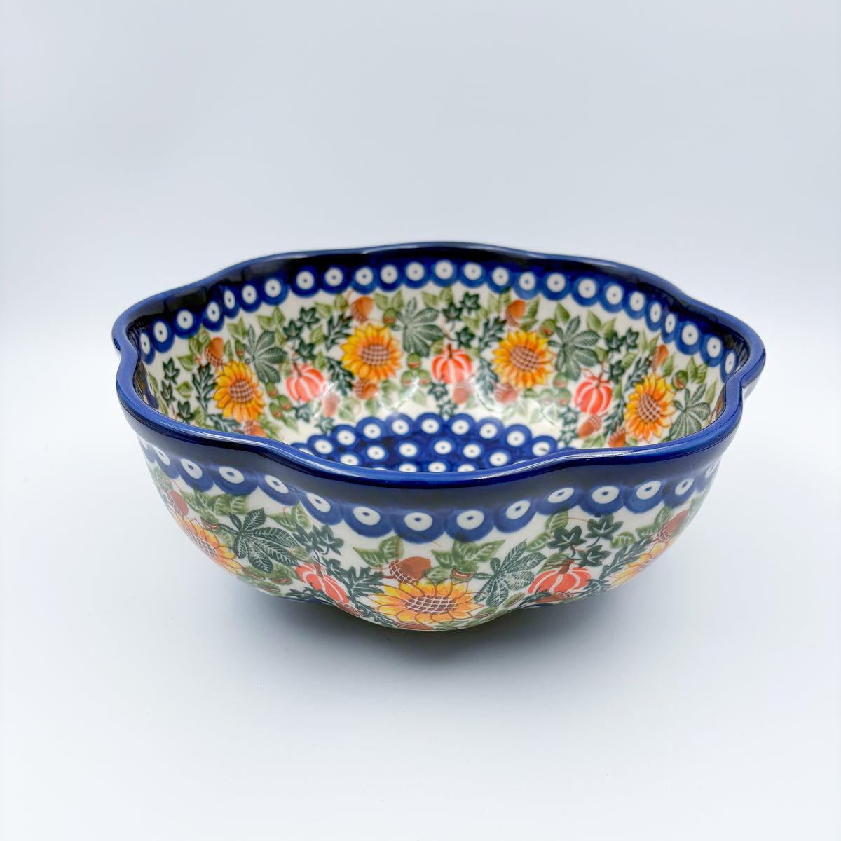 10” Fala Bowl.  Hand crafted Polish pottery stoneware:  UNIKAT Sunflower Meadow Design
