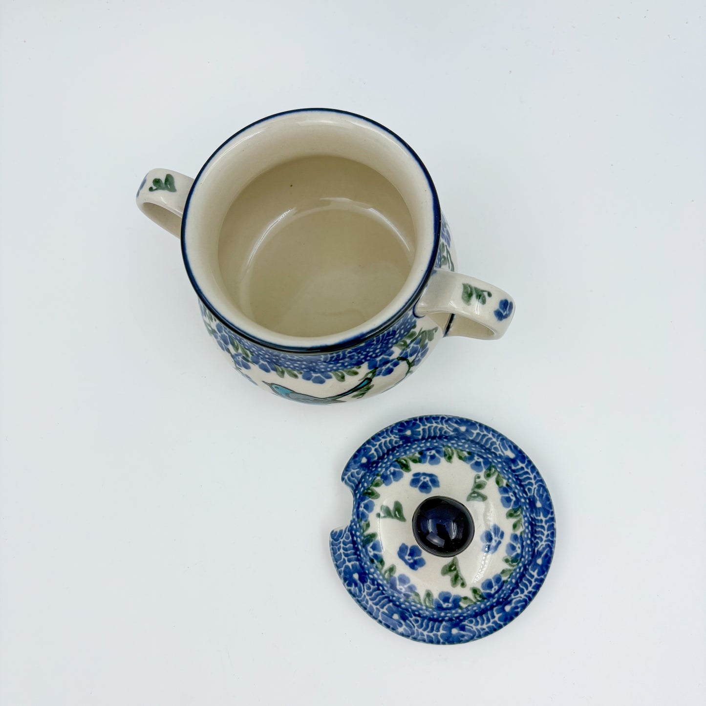 7oz. Sugar Bowl.  Baby Blue Bird Design