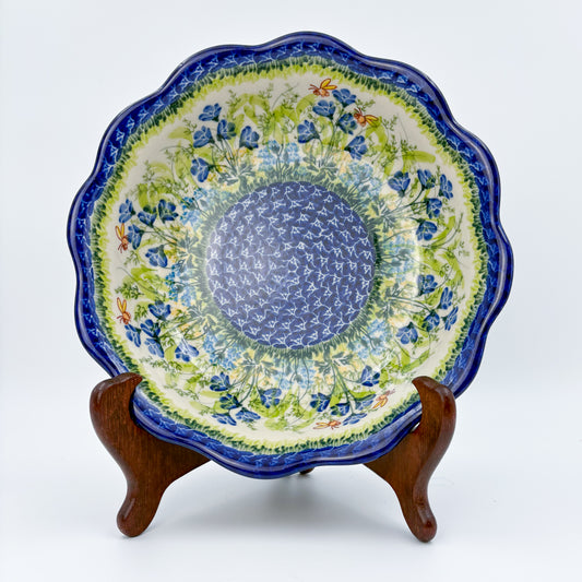9" Wavy Bowl: UNIKAT Bluebell Meadow Design