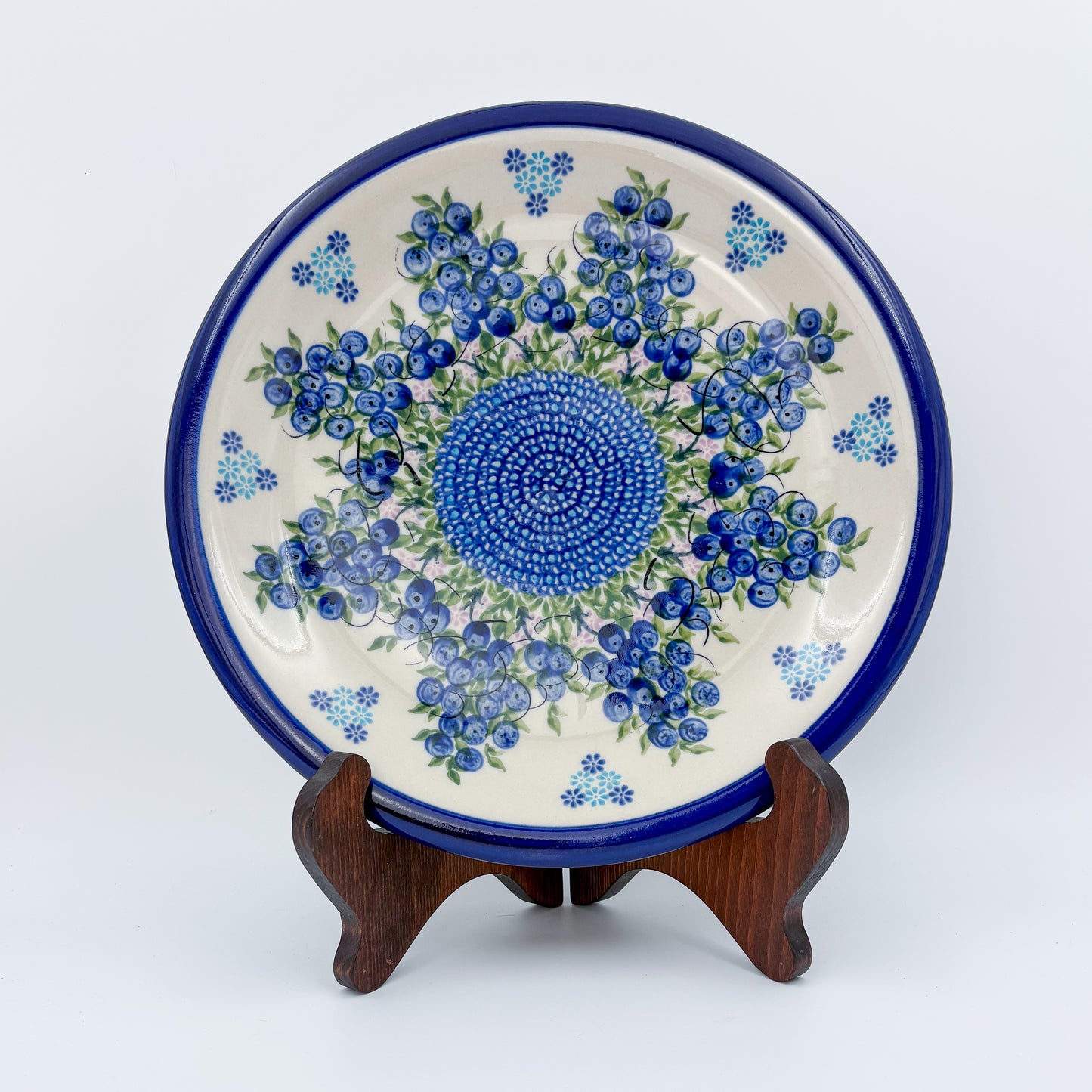 10.2” Plate.  Hand crafted Polish pottery stoneware: UNIKAT Blueberry Design