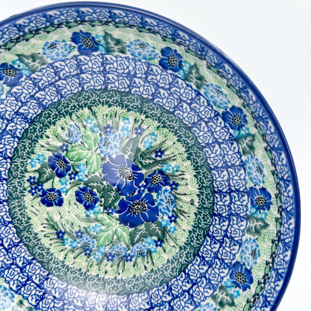 9”  Bowl.  Hand crafted Polish pottery stoneware: UNIKAT Moody Blues Design