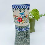 7” floral blue vase is a handmade by talented Polish artisans  Dimensions 6.73" x 2.48"
Ceramika Bona Company
