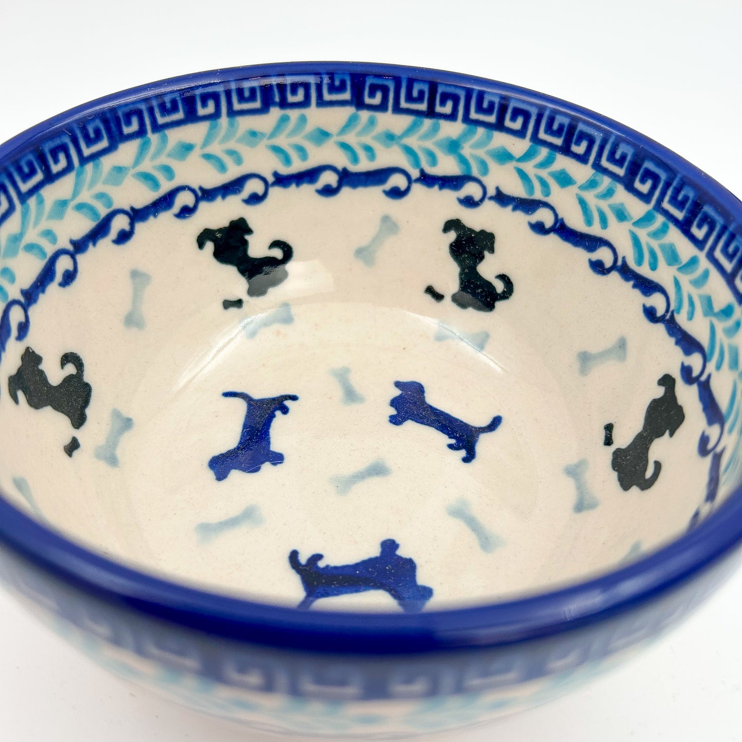5” Puppy Bowl.  Hand crafted Polish pottery stoneware:  Puppy Pleasure