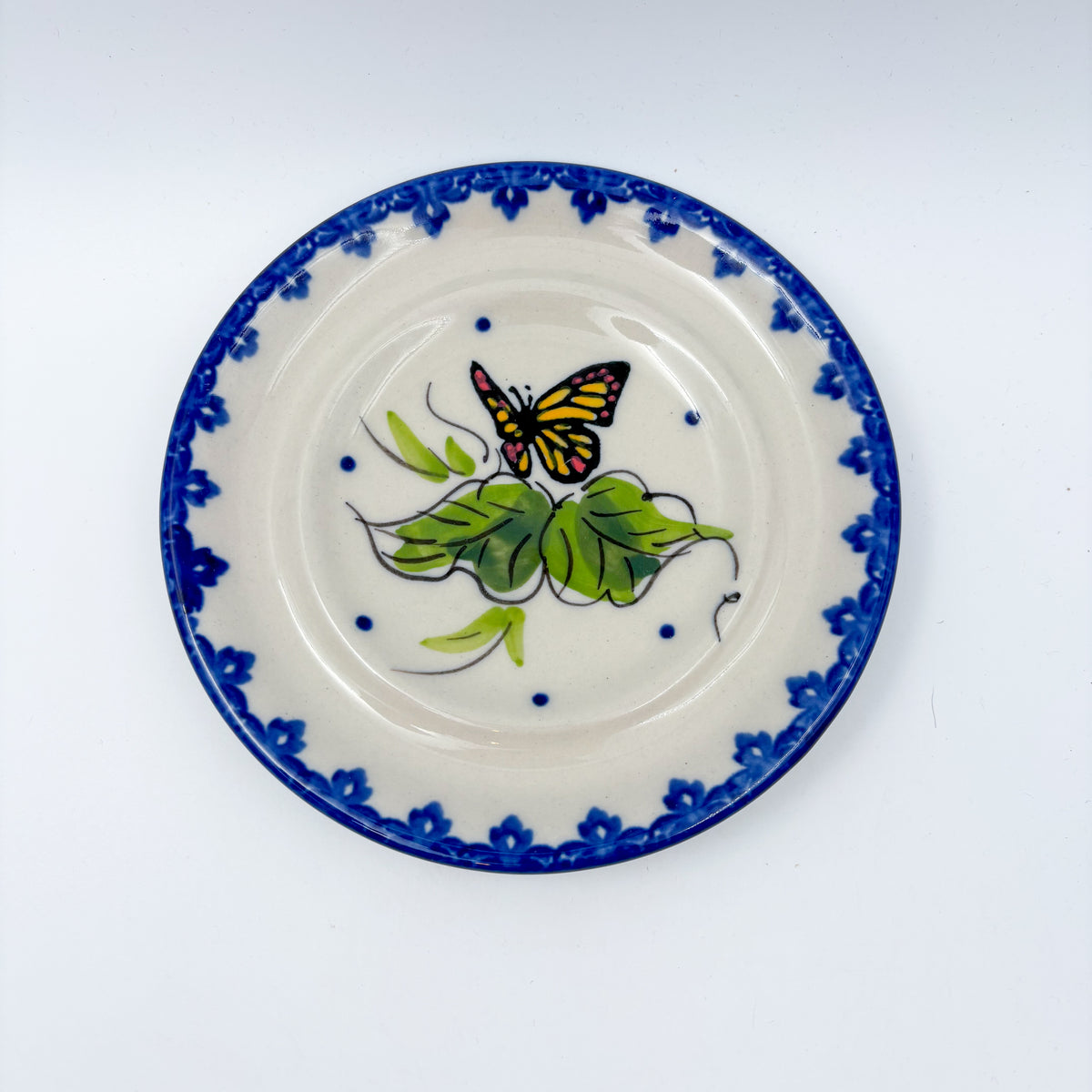 Round Butter/Cheese Covered Dish: UNIKAT Monarch Pattern
