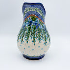 37 oz. Pitcher.  Hand painted Polish pottery stoneware UNIKAT Whispering Ferns