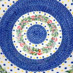 13” Wavy Bowl XL.  Hand crafted Polish pottery stoneware:  UNIKAT Holiday Mushroom Design