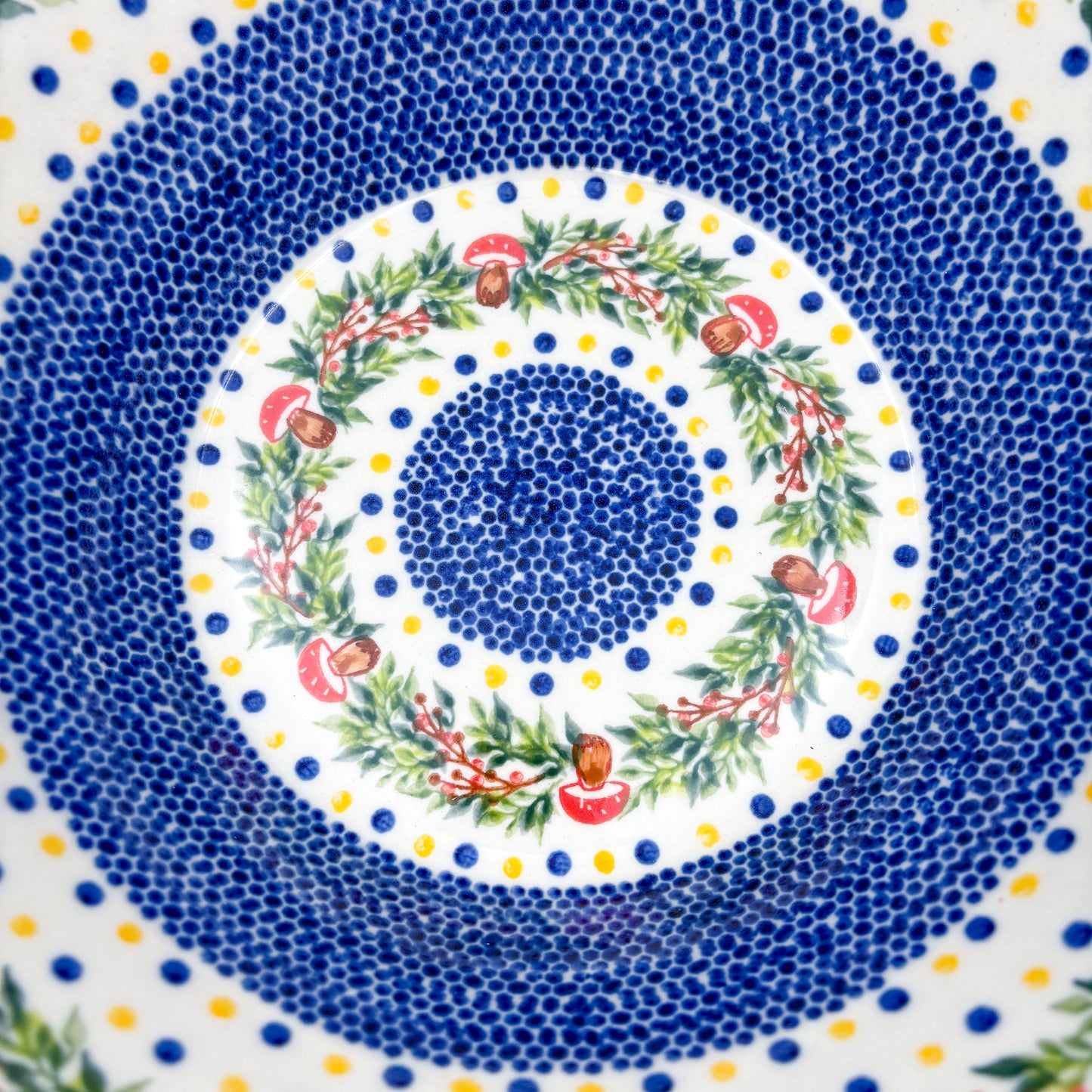 13” Wavy Bow XL.  Hand crafted Polish pottery stoneware:  Mushroom Design