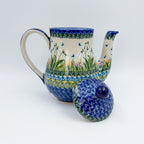23 oz Teapot Florencja Handcrafted Pottery in Poland.  UNIKAT Snowdrop Garden