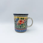 15 oz Bubble Mug. Handcrafted Polish pottery stoneware:  UNIKAT Copper Rose Meadow