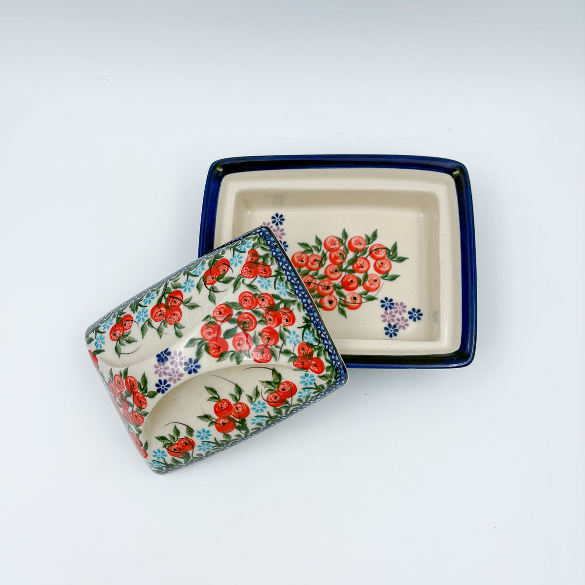 Butter Dish Deep: Handmade in Poland. UNIKAT Red Berry