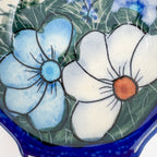 Teabag Holder.  Handmade Polish pottery.  UNIKAT Forget Me Not Pansy