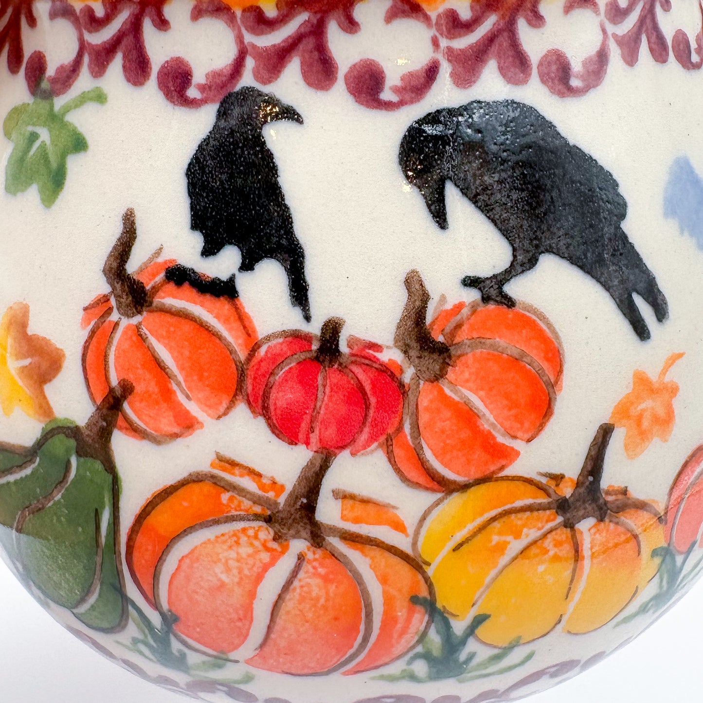 17 oz Bubble Mug XL. Handcrafted Polish pottery stoneware:  UNIKAT Pumpkin Scarecrow