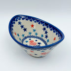 6” Oval Tub Bowl.  Hand crafted Polish pottery stoneware:  UNIKAT Stars and Stripes Pattern