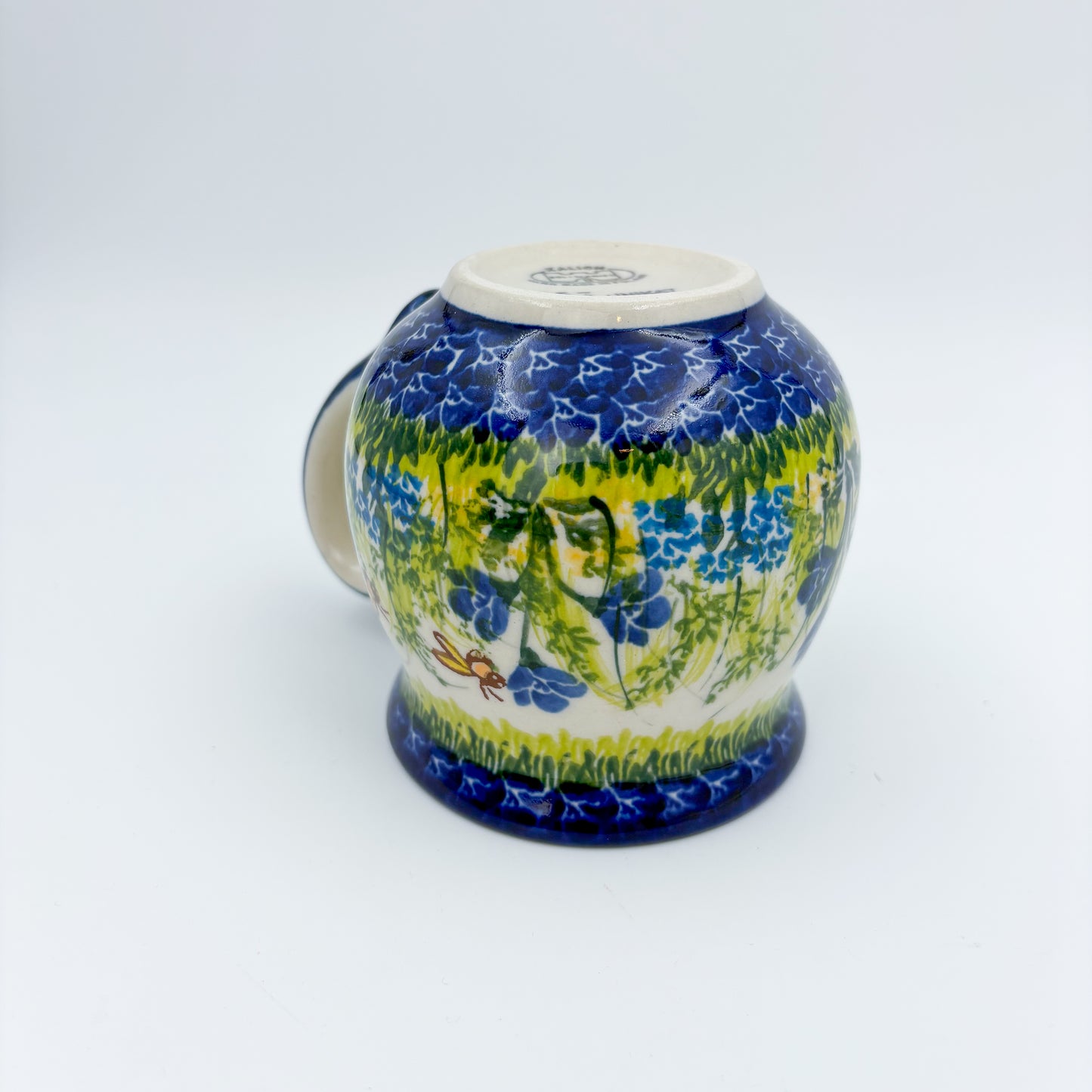 10 oz Bubble Mug. Handcrafted Polish pottery stoneware:  UNIKAT Bluebell Meadow