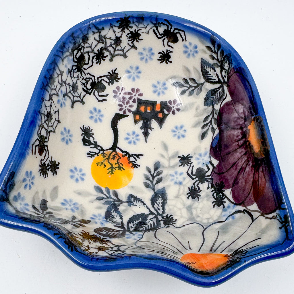5" Ghost Bowl.  Hand crafted Polish pottery stoneware: UNIKAT Haunted Moon