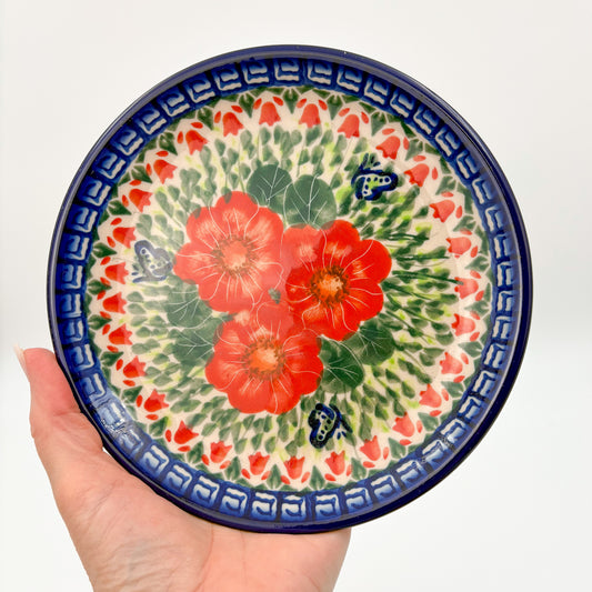 7” Plate.  Hand crafted Polish pottery stoneware: UNIKAT Happiness Design