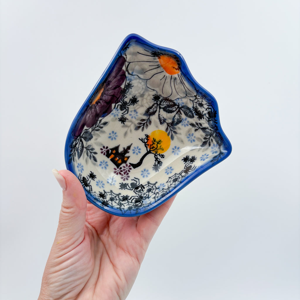 5" Ghost Bowl.  Hand crafted Polish pottery stoneware: UNIKAT Haunted Moon