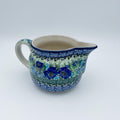 24 oz Pitcher.  Hand painted Polish pottery stoneware.  UNIKAT Moody Blues Design.