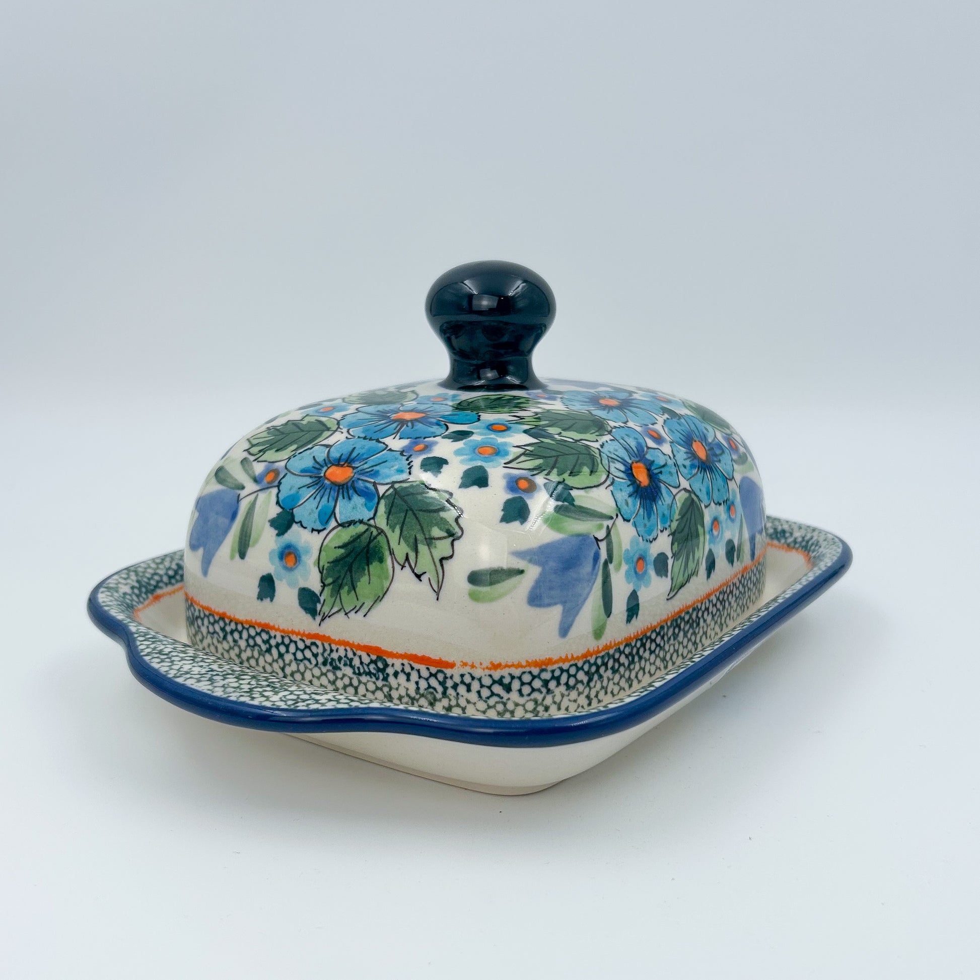 8 oz Polish Pottery Butter Dish is made by talented artisans from Poland. UNIKAT.  Zaklady Ceramiczne Company