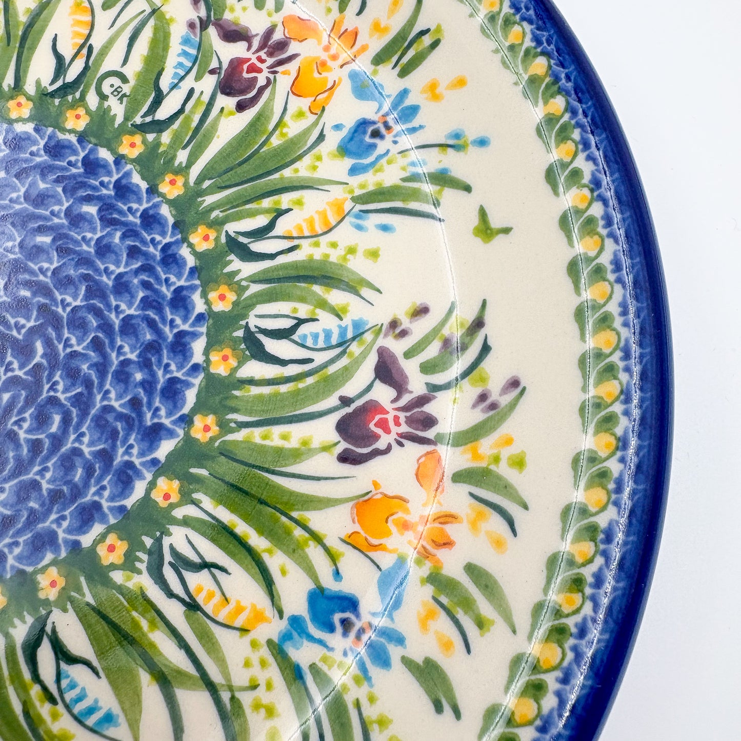 10.2” Plate.  Hand crafted Polish pottery stoneware: UNIKAT Iris Design