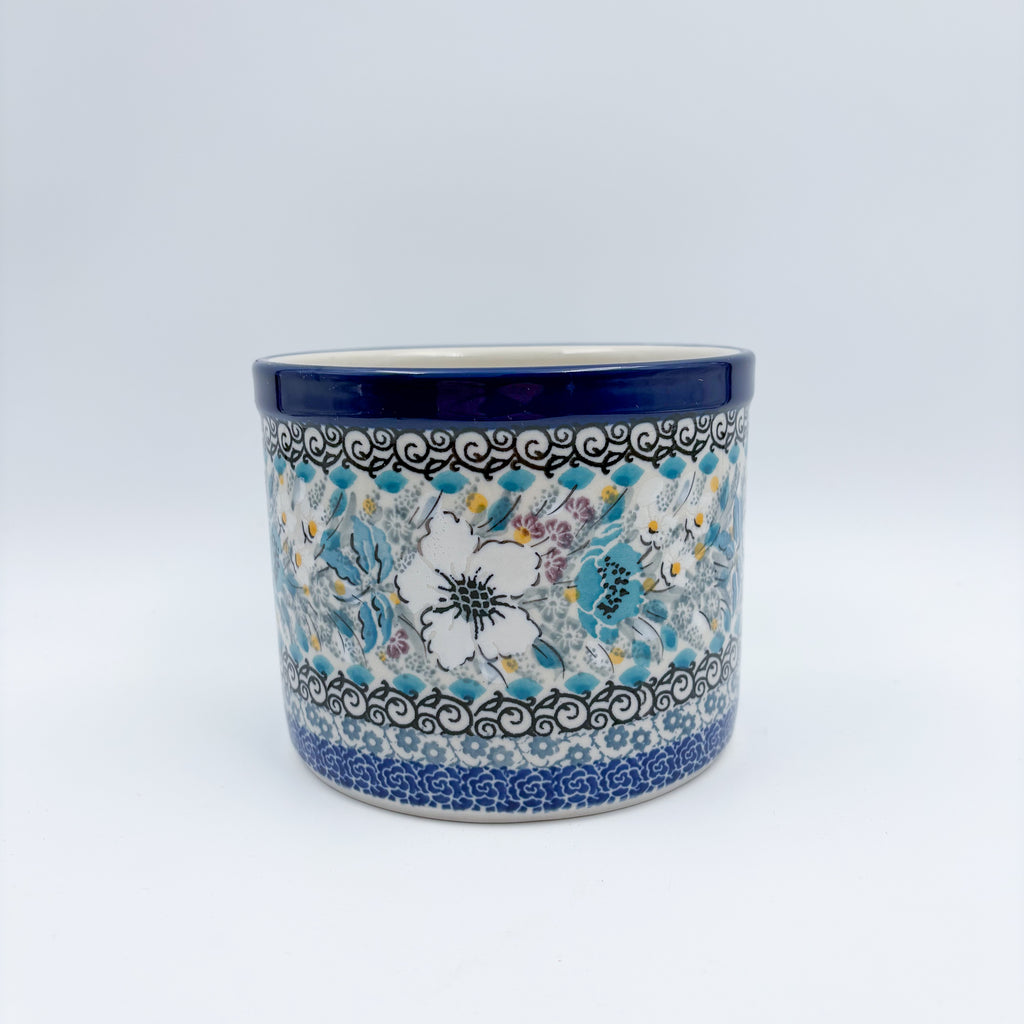 Utensil Jar 5”.  Handmade Polish pottery.  UNIKAT Solstice Bloom
