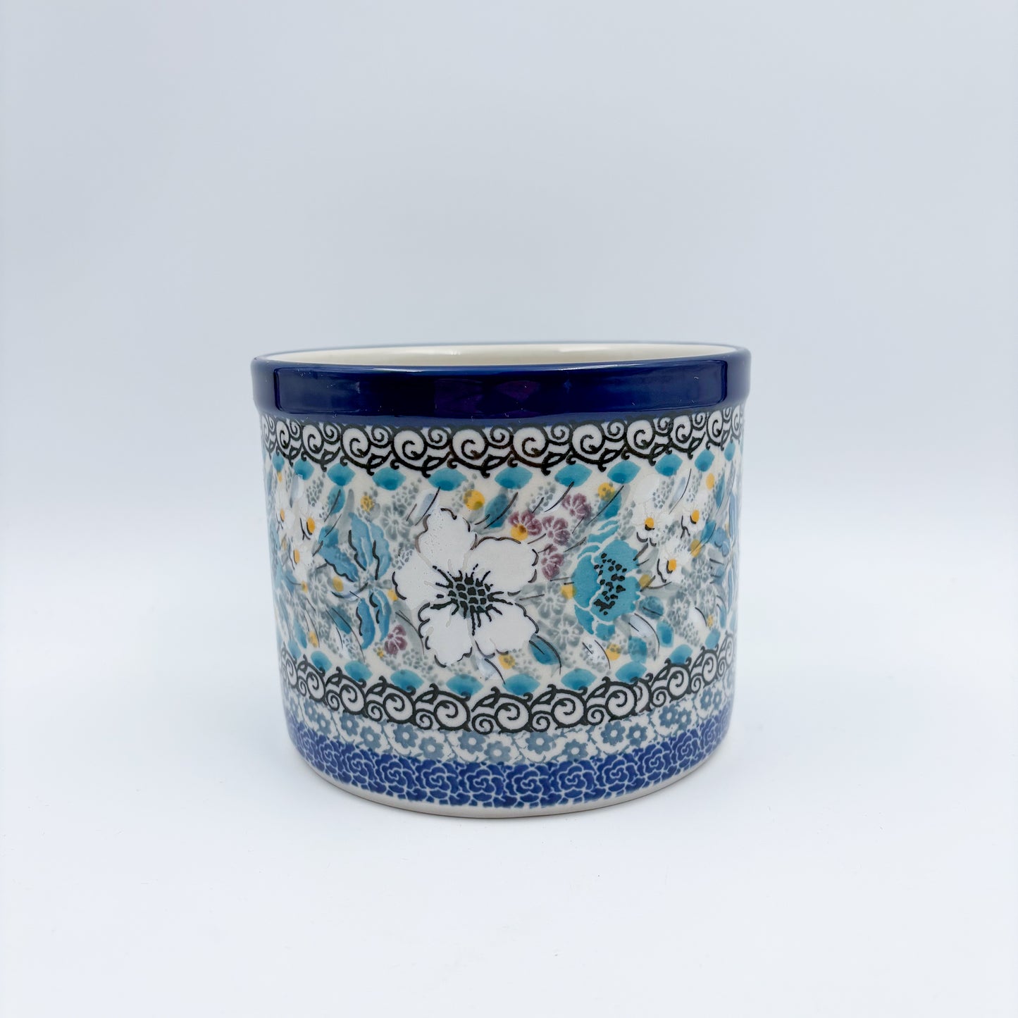 Utensil Jar 5”.  Handmade Polish pottery.  UNIKAT Solstice Bloom