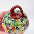 Pumpkin Mini 3.5"  Hand crafted Polish pottery stoneware: UNIKAT Sunflower and Acorn