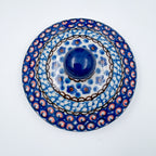 6" Lidded Jar.  Handmade Polish pottery.  UNIKAT Cobalt Poppies Design