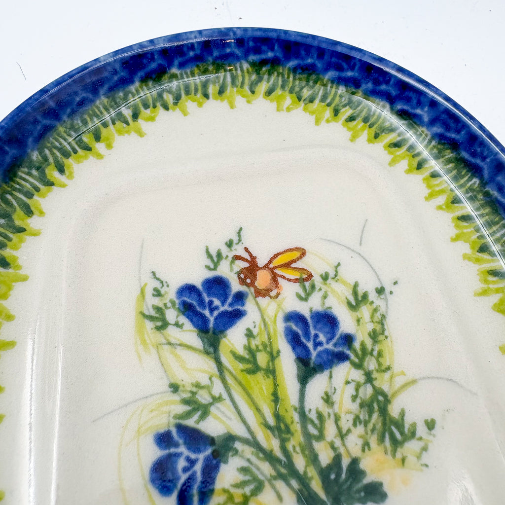 Butter Dish Oval: UNIKAT Bluebell Meadow Design
